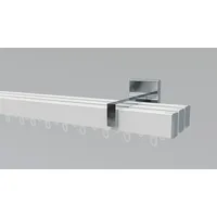 INDEKO Gardinenstange INDEKO "Bern", weiß (weiß, chromfarben), L:110cm, Aluminium, Gardinenstangen, Innenlauf Komplett-Set inkl. Gleitern und Montagematerial