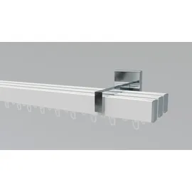 INDEKO Gardinenstange INDEKO "Bern", weiß (weiß, chromfarben), L:110cm, Aluminium, Gardinenstangen, Innenlauf Komplett-Set inkl. Gleitern und Montagematerial
