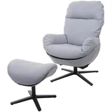 Mendler Relaxsessel HWC-L12 Polyester 72 x 101 x 72 cm Grau mit Hocker