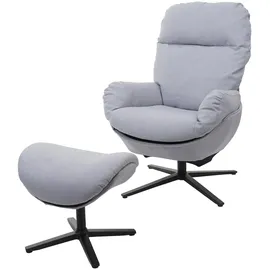 Mendler Relaxsessel HWC-L12 Polyester 72 x 101 x 72 cm Grau mit Hocker