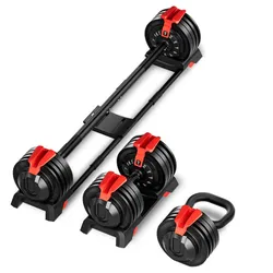 Odin Verstellbare Kurzhantel 24kg 3 in 1 Set (Inkl. Langhantel und Kettlebell)