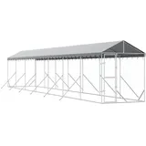 vidaXL Outdoor-Hundezwinger mit Dach 2 x 14 x 2,5 m Stahl Silber
