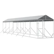 vidaXL Outdoor-Hundezwinger mit Dach 2 x 14 x 2,5 m Stahl Silber
