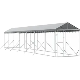 vidaXL Outdoor-Hundezwinger mit Dach 2 x 14 x 2,5 m Stahl Silber