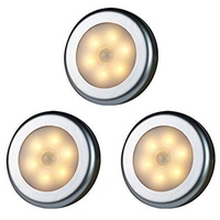 WRalwaysLX LED-Schrankleuchte mit Bewegungssensor, für Treppen, Flur, Schrank, Küche, Schlafzimmer, 3er-Pack (009 3pcs Warm Light-Silver Shell)...