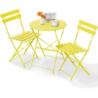 TLGREEN Balkonset Gartenmöbel Bistro Set Metall, (Balkonmöbel Klappbar, Wetterfest), Balkonset 2 Klappstuhl 1 Klapptisch gelb