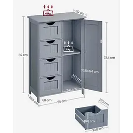 VASAGLE Badschrank grau 55,0 x 28,5 x 82,0 cm
