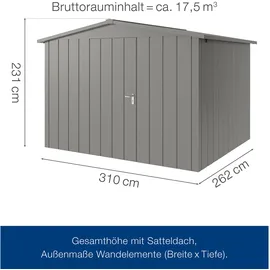 hörmann stauraumsysteme Juno Gerätehaus 3,10 x 2,62 m Graualuminium