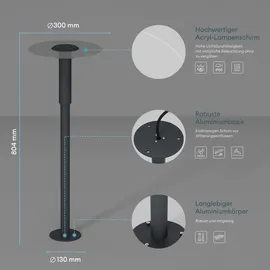 doporro Wegeleuchte grau ⌀300 x H804 mm wetterfest IP65 6W