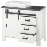 furn.design Waschtisch "Stove" weiß Pinie hell und anthrazit Set mit Waschbecken - Weiß, Dunkelgrau