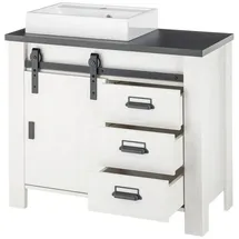 furn.design Waschtisch "Stove" weiß Pinie hell und anthrazit Set mit Waschbecken - Weiß, Dunkelgrau