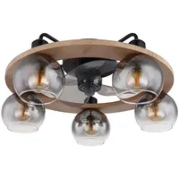 GLOBO Deckenventilator, Holz, Fernbedienung, Rauchglas, D 55 cm