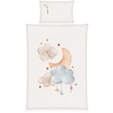 Herding babybest Moon and Stars, Kopfkissenbezug ca. 40 x 60 cm, Bettbezug ca. 100 x 135 cm, Mit Hoteleinschlag und Markenreißverschluss, 100% Baumwolle/Renforcé