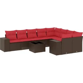 vidaXL Gartensofa-Set 10-tlg. braun