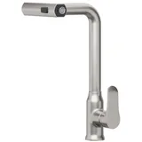 MODFU Küchenarmatur Hochdruck Armatur Ausziehbar Wasserfall Wasserhahn Küche mit Brause (Einhebelmischer Mischbatterie Spültischarmatur Edelstahl 360° Drehung, mit 3 Modi Flexible Einstellung verschleißfest rostfrei) Herausziehbarer Armatur für Küche grau