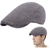 Herren Barett Cap, Herren Baskenmütze, Herren Flatcap, Unisex Beret Schirmmütze Flatcap Einstellbar Sportmütze Gatsby Newsboy Cap, Barette Cap,Größe 55-60cm, Frühling/Sommer/Herbst/Winter (Grau) - 55-60