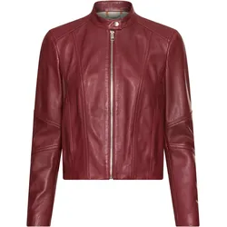 Lederjacke BOSS ORANGE "Saleste Premium Damenmode", Damen, Gr. 38, dunkelrot 602, Obermaterial: 100% Lammleder, unifarben, casual, regular fit, Langarm mit Reißverschluss, Jacken, aus fein genarbtem Leder