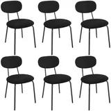 LEWE Esszimmerstühle 6er Set, Stapelbar Polsterstühle, Moderne Küchenstühle mit Unabhängige Rückenlehne, Kleine Runde Metallseitenstühle für Esszimmer, Küche, Restaurant, Schlafzimmer