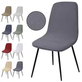 Stuhlhussen 6er Set, Stretch Stuhlbezug Jacquard Esszimmerstühlhussen Universal Stuhlhussen Abnehmbarer Waschbarer Stuhlabdeckung für Esszimmer,Hotel,Bankett,Hochzeit,Partys Deko(T-Grau,6er Set)