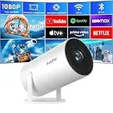 【Elektrischer Fokus】 XuanPad Tragbarer Projektor mit Android App, 4K 1080P Projektor Unterstützung mit WiFi 6 und Bluetooth, Mini Tragbarer Projektor Auto Vertikale Korrektur, Filmprojektor