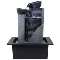 Dehner Zimmerbrunnen Kinay mit LED kaltweiß, 21 x 27.5 x 18.3 cm, grau, 21 cm Breite, Beruhigendes Wasserspiel, LED Beleuchtung, robuster Kunststein grau