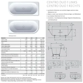 Kaldewei Centro Duo 1 rechts 137 Avantgarde Badewanne 80 x 180 cm (283730003001)