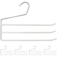 Relaxdays Hosenbügel mehrfach, 5er Set Mehrfachbügel, Metall, 3 Hosenstangen,