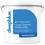 Deep Blue - 5 kg multifunktionale 200 g Chlortabletten mit schwimmendem Spender | stabilisierter Klärer Poolwasserpflege 5 kg | Hergestellt in Großbritannien | Schwimmbad & Spa Wasserpflege