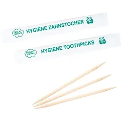 2000x Zahnstocher aus Holz rund in Papier gehüllt Ø2mm 65mm