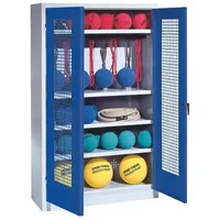 C+P Sportgeräteschrank mit Lochblech-Flügeltüren (Typ 2), HxBxT 195x120x50 cm,