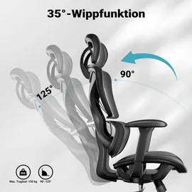 Wiltec Ergonomischer Bürostuhl Schwarz