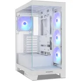 NOX XTREME PRODUCTS NOX Hummer Glock White – ATX/Micro-ATX/ITX Mid-Tower mit rahmenlosem Glas-Seitenpanel, Platz für 10 Lüfter, 4 vorinstallierte 120 mm Lüfter, USB-C & USB 3.0, Weiß
