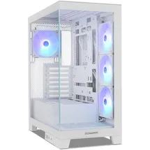 NOX XTREME PRODUCTS NOX Hummer Glock White – ATX/Micro-ATX/ITX Mid-Tower mit rahmenlosem Glas-Seitenpanel, Platz für 10 Lüfter, 4 vorinstallierte 120 mm Lüfter, USB-C & USB 3.0, Weiß