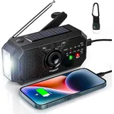 Tragbares Radio, Handkurbel, Solarradio, Überlebensradio, Am/fm, Kleiner Dynamo, Usb-c, 2500 Mah, Wiederaufladbar, Mit Led-taschenlampe, Sos-alarm, Kompass Für Outdoor-notfälle, Wandern, Camping
