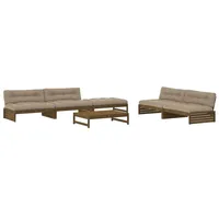 vidaXL 6-tlg. Garten-Lounge-Set mit Kissen Honigbraun Massivholz