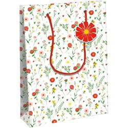Clairefontaine 6x Geschenktasche, Excellia 210g, Blumenmotive, L 26,5x14x33 cm - Weiß 33838-2C