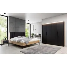 aea Schlafzimmer Set Beige Bett 2x Nachttische Schrank Schminktisch, Luxus Neu 5tlg.