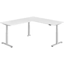 bümö Eckschreibtisch elektrisch höhenverstellbar Weiß / Silber