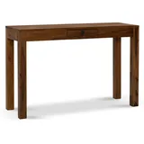 FineBuy Schreibtisch FineBuy Bürotisch 118 cm Sheesham Massivholz Laptoptisch Schublade