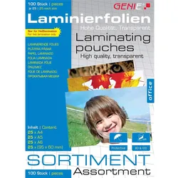 GENIE Laminierfolien Set 100 Stück, 4 verschiedene Größen