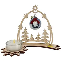 SAICO Original Teelichthalter - Kerzenständer mit Weihnachtskugel - Weihnachtsdeko Erzgebirge (handbemalt, inkl. 2 Teelichter), Kerzenhalter für ein Teelicht