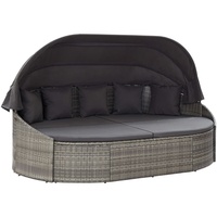 Prolenta Premium Outdoor-Sonneninsel mit Dach Poly Rattan Grau