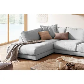 KAWOLA Wohnlandschaft U-Form Madeline Cord Longchair rechts hellgrau