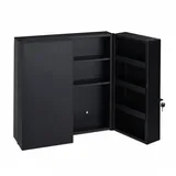 Relaxdays Medizinschrank XXL, abschließbar, 11 Fächer, Stahl, HBT: 53,5x53x19 cm, Medikamentenschrank 2-türig, anthrazit