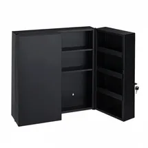 Relaxdays Medizinschrank XXL, abschließbar, 11 Fächer, Stahl, HBT: 53,5x53x19 cm, Medikamentenschrank 2-türig, anthrazit