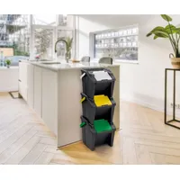 CEP Abfalltrenner Tower 3ST 30L schwarz, Abfalleimer, Schwarz