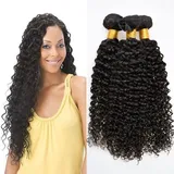 Kinky Curly Bundles Human Hair Menschliches Haar Brasilianisches Echthaar Tressen Locken Brazilian Virgin Hair Bundles 3 Curly Weave Human Hair Bundles Total 300g 22 24 26 Inch
