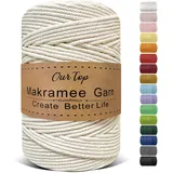 OurTop Premium Makramee Garn Natur, 4mm x 300m Macrame Cord Makramee Schnur Makramee Kordel, Garn für DIY Handwerk, Weben Dekoration, Hängepflanze Pflanze Aufhänger