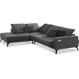 Konsimo DAVIDI Eckgarnitur 4/5 Sitzer mit Elek. Relaxfunktion, Dunkelgrau, - Konsimo
