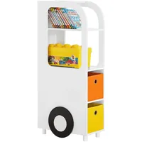 SoBuy Spielzeugregal Bücherregal Kinderregal mit Boxen Weiß KMB67-W